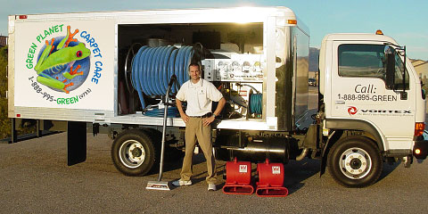 Picture of Bryan with the Vortex carpet cleaning truck